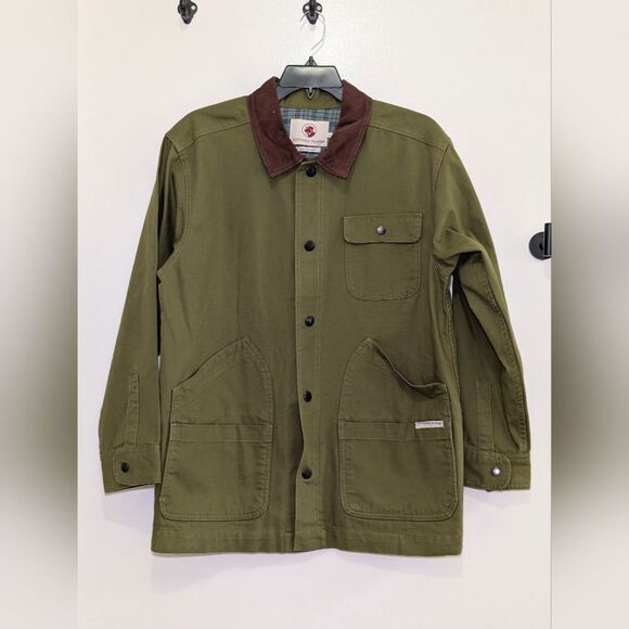 Southern Proper Bluff Barn Jacket Size M Olive Green Canvas W/ Corduroy Collar - Picture 3 of 7